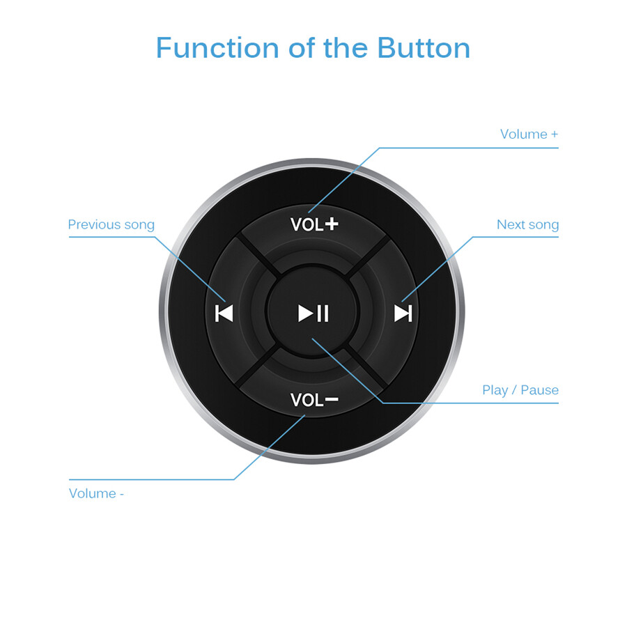 Car Truck Steering Wheel Wireless Bluetooth Media Button Music Remote Control