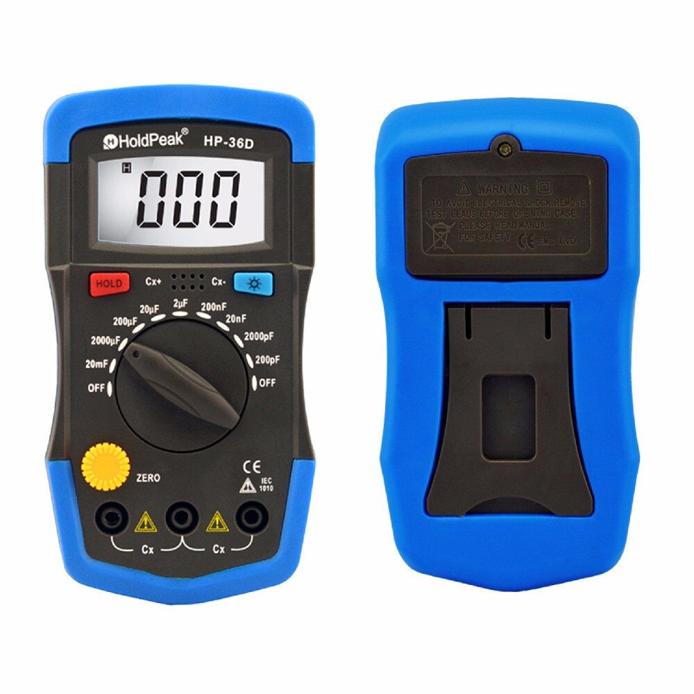 Handheld Capacitor Tester Digital Mini Capacitance Meter Data Hold 200pF-20mF