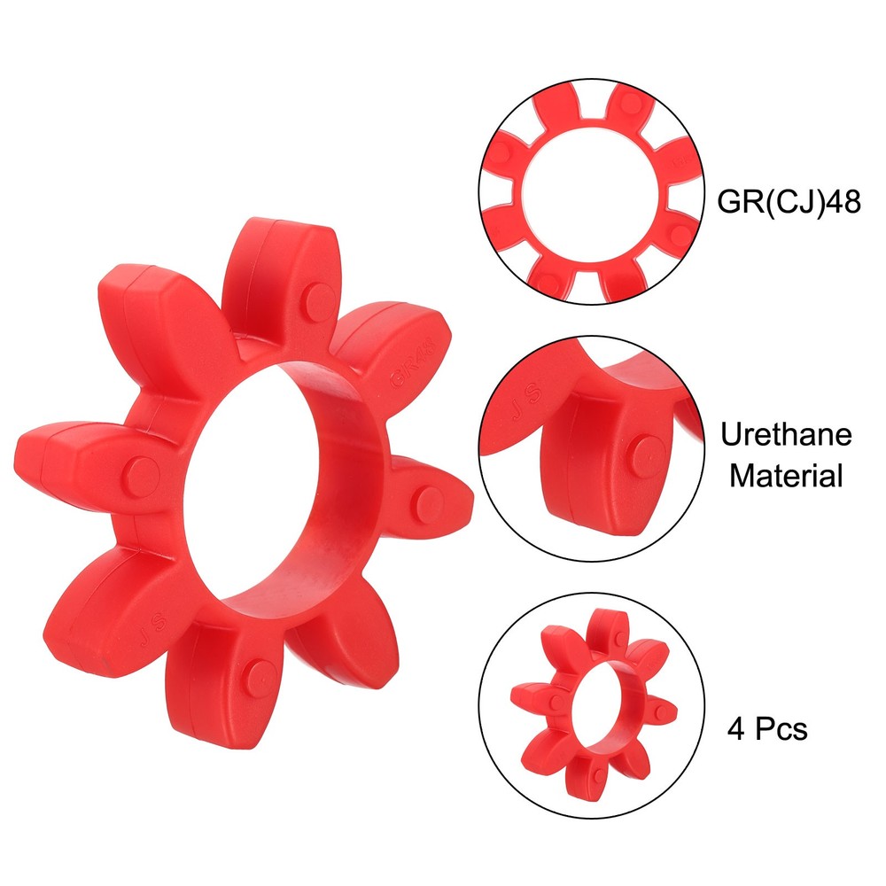 4pcs Curved Jaw 48 Coupling Insert for L-Jaw Coupling L-Jaw Coupler Set, Red