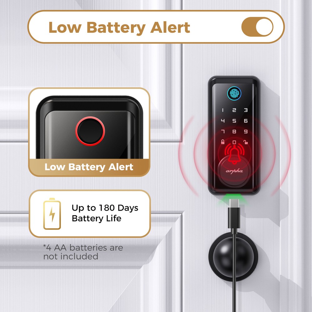 ARPHA Keyless Entry Smart Door Lock+Handle Fingerprint Electronic Keypad App