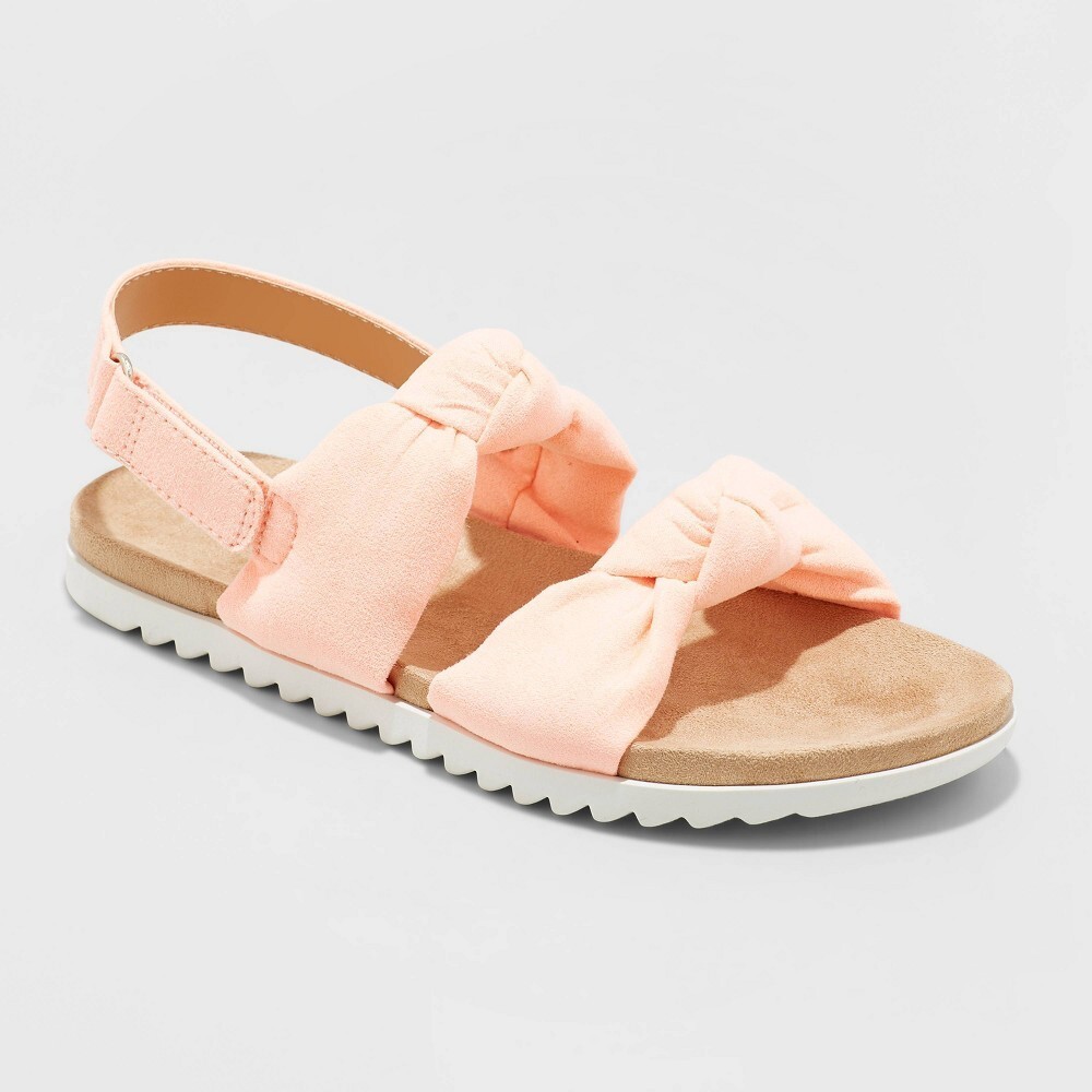 Cat & Jack  Girls' Elena Footbed Open Toe Flat Sandals Coral Pink, Size 2