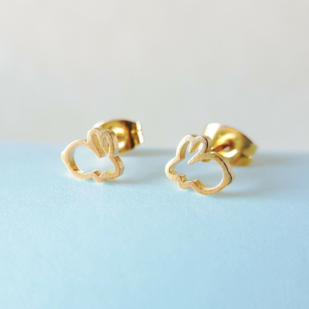 Gold Bunny Rabbit Creative Stud Earrings Trendy Easter Jewelry