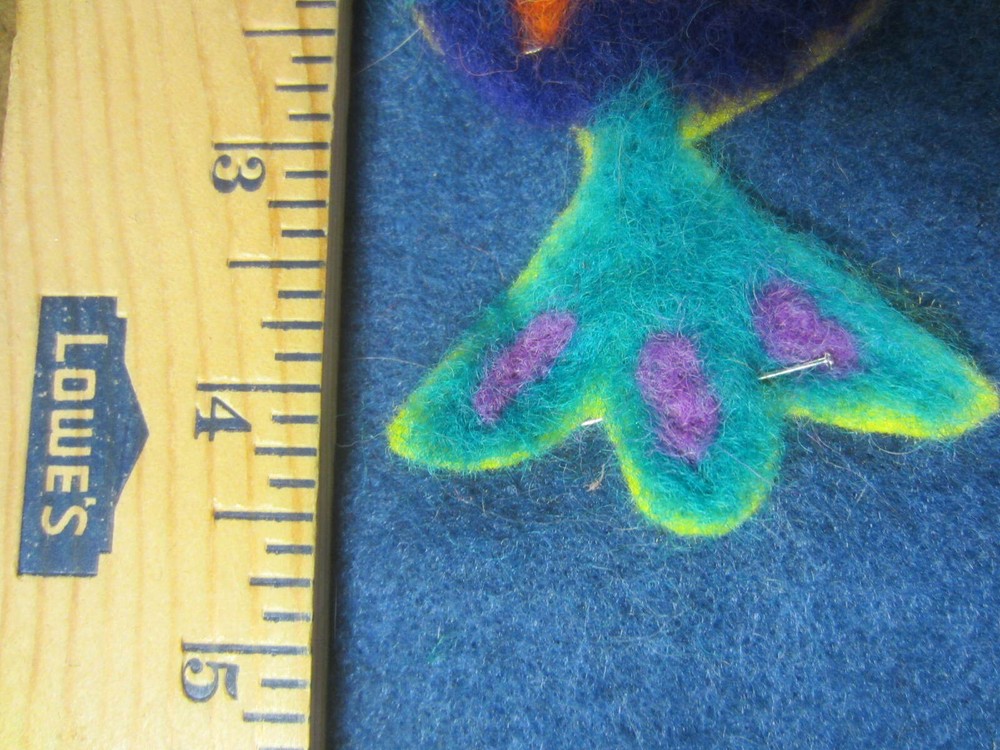 Felting Owl Pin on Felt