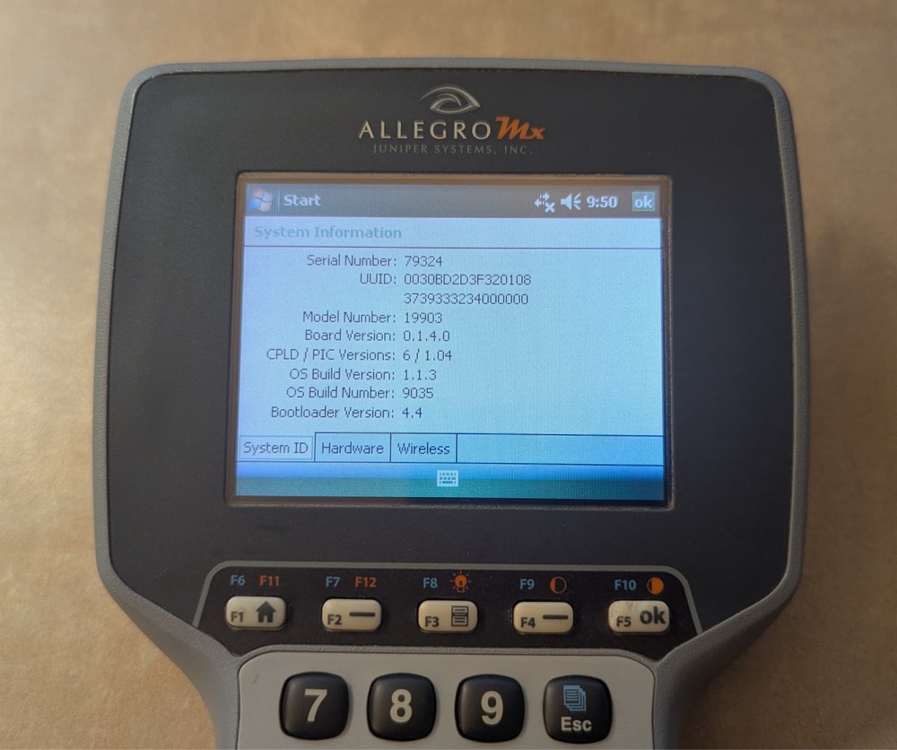 Juniper Systems Allegro MX Handheld Data Collector with Charger, Stylus