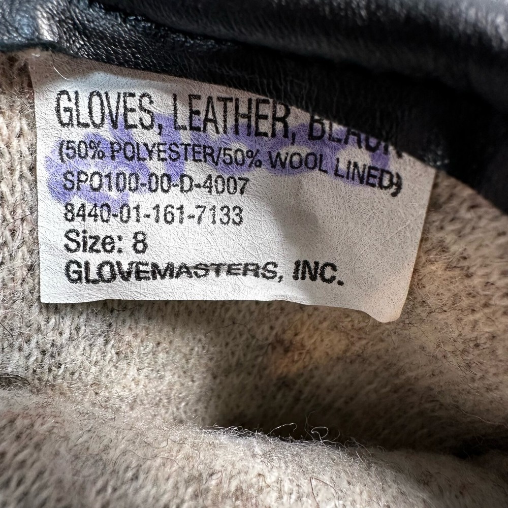 Samco Leather Gloves Mens Black Polyester Wool Blend Lined Cold Weather Mismatch