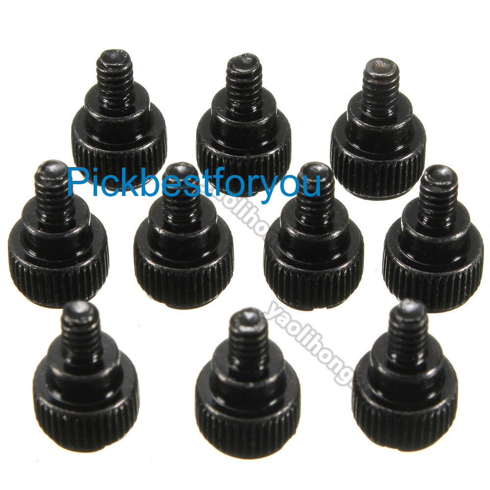 10pcs Computer Desktop PC Case Thumb Screws Black Metal Size 6/32 Thread