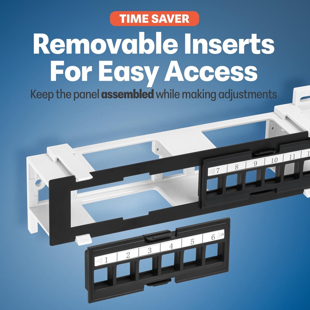Everest Media 12port Keystone Patch Panel 4pack Removable 6port Inserts With 8