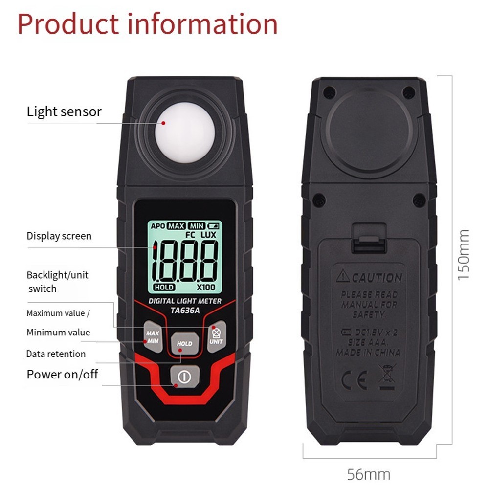 LCD Display Light Meter Designed for Flexibility in Various Applications
