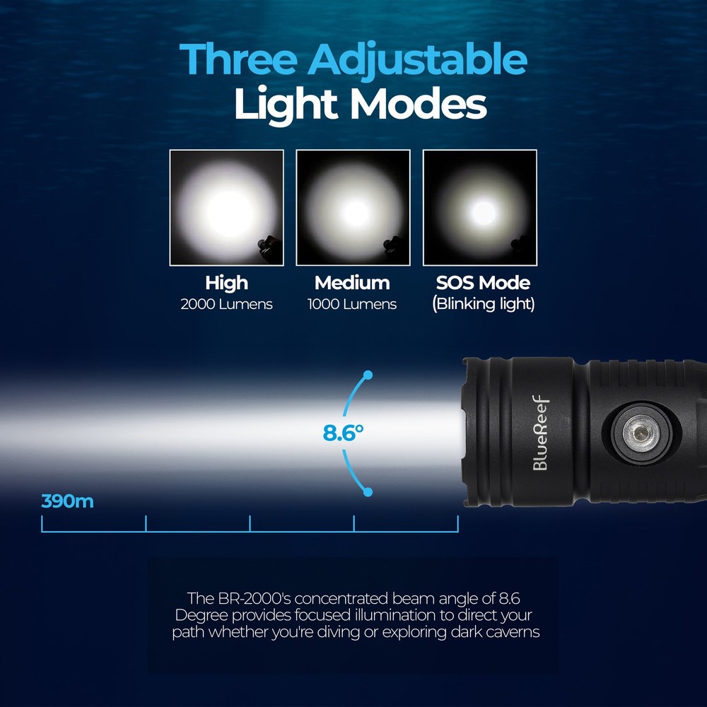 Blue Reef 2000 Lumens Dive Light