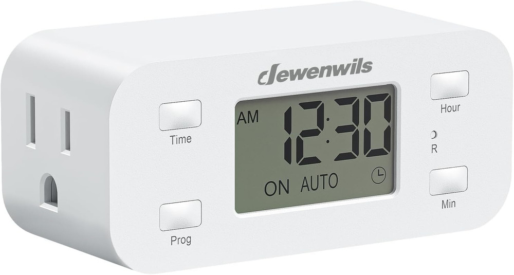 DEWENWILS 24 Hour Programmable Digital Timer Outlet,Timers,3 Prong,1/2 HP,1 Pack