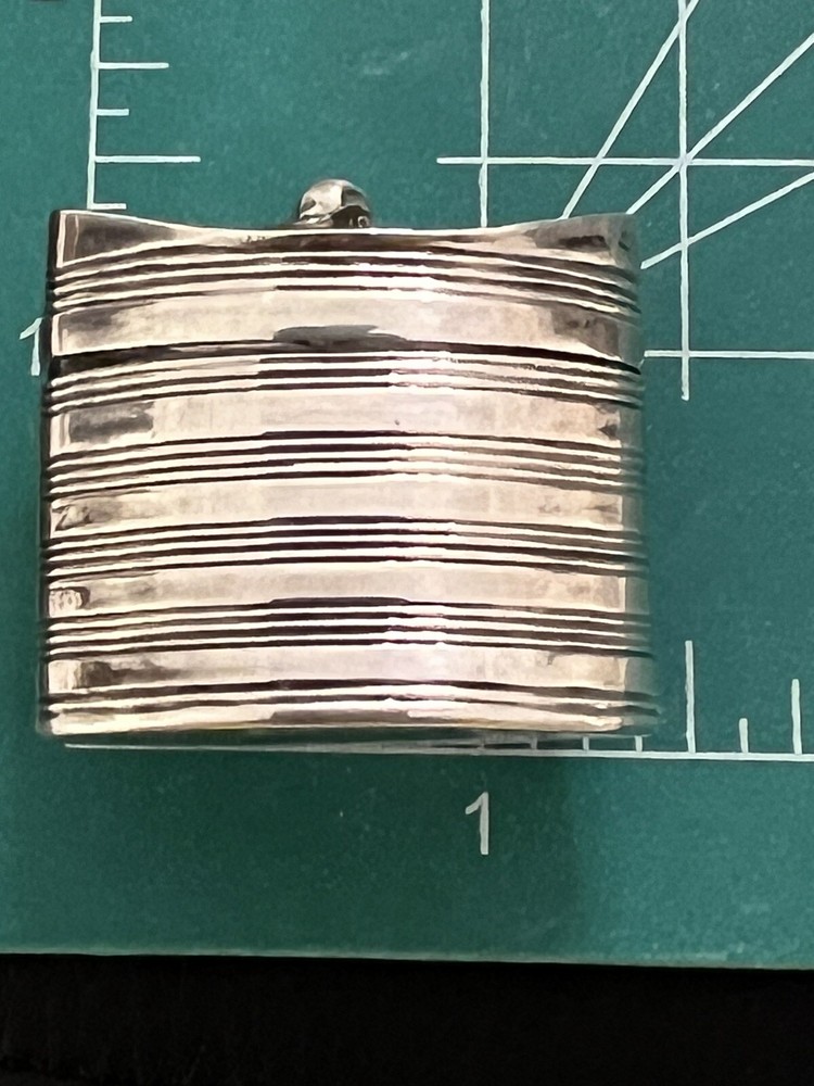 Antique DUTCH SILVER HAT BOX SHAPED SNUFF Pill BOX CHATELAINE / Pendant RARE