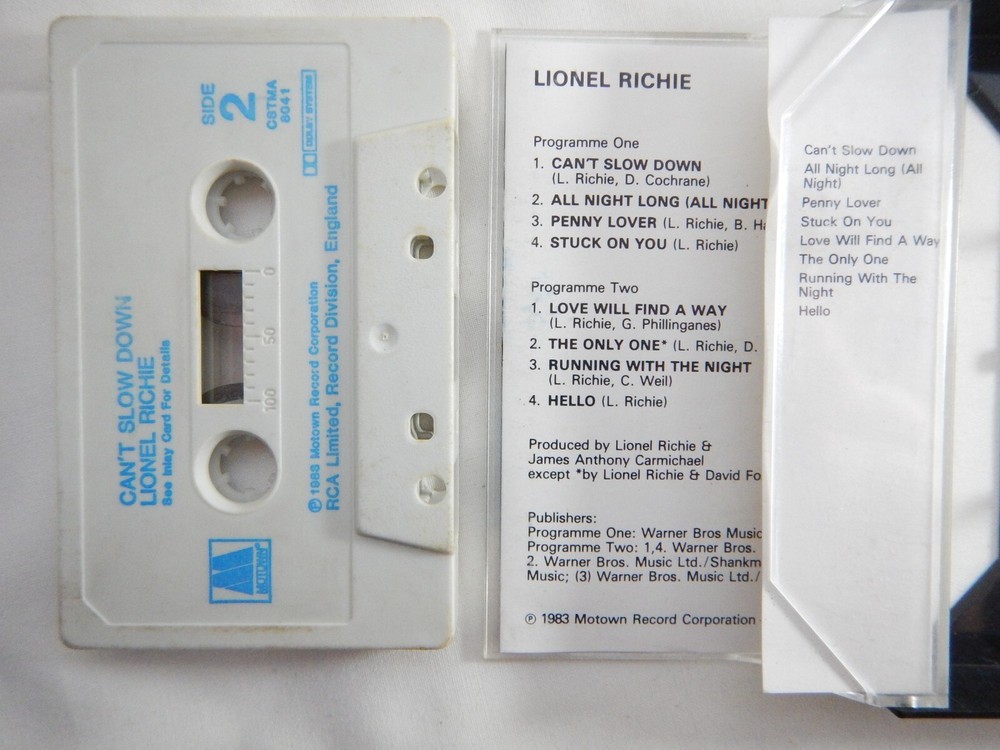 LIONEL RICHIE - CAN'T SLOW DOWN - CASSETTE