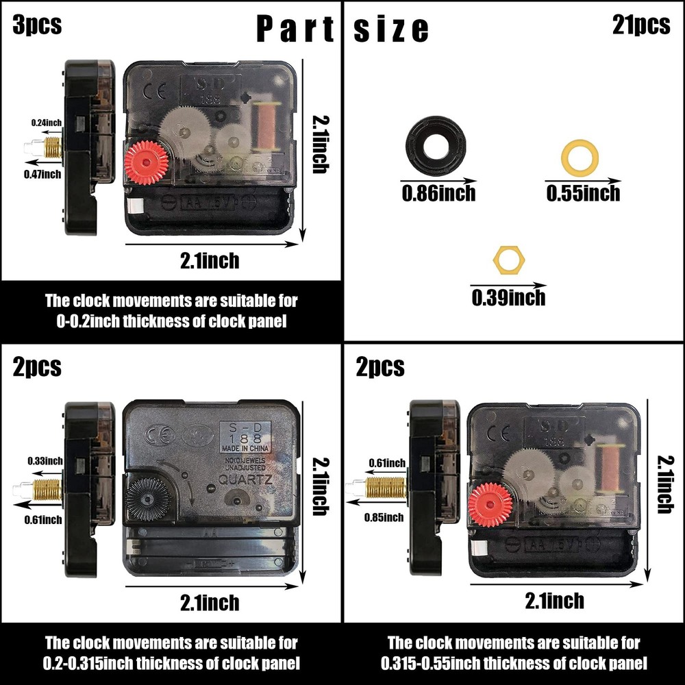 7pcs High Torque Quartz Clock Movement Mechanism Replacement Clock Kit with 1...