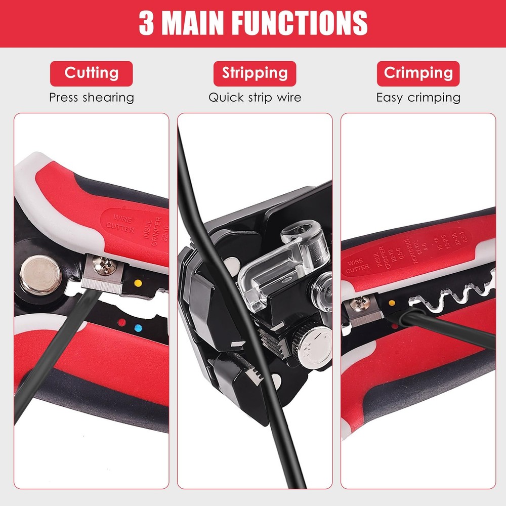 BayGriips Professional Self-Adjusting Single Wire Stripper, Blue and Black