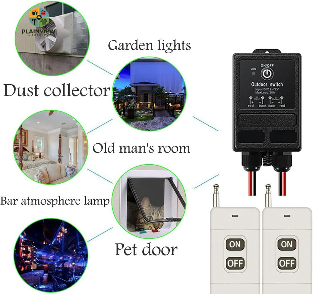 DC12V Remote Control Switch,9400Ft Long Range,Dc12V/24V/48V/72V,Ip65 Waterproof