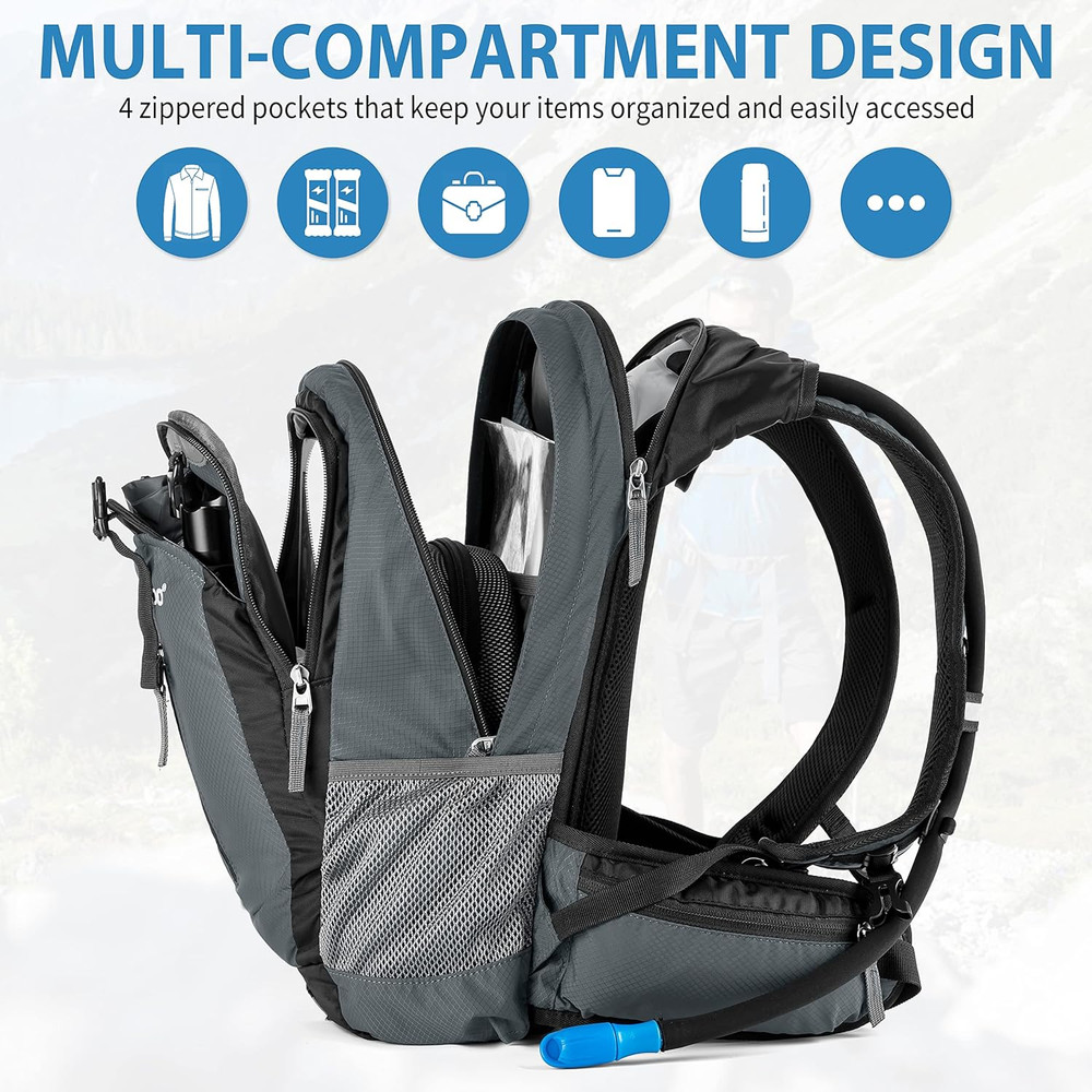 Hydration Backpack Insulated Pack with 2.5L BPA Free Bladder: Water Backpack for