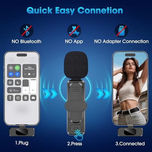 3 in 1 Wireless Lavalier Microphone for USB Lightning Black