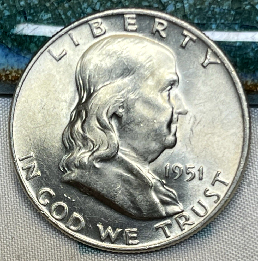 ~~ GEM BU 1951-D FRANKLIN SILVER HALF DOLLAR 90% SILVER COIN ~~