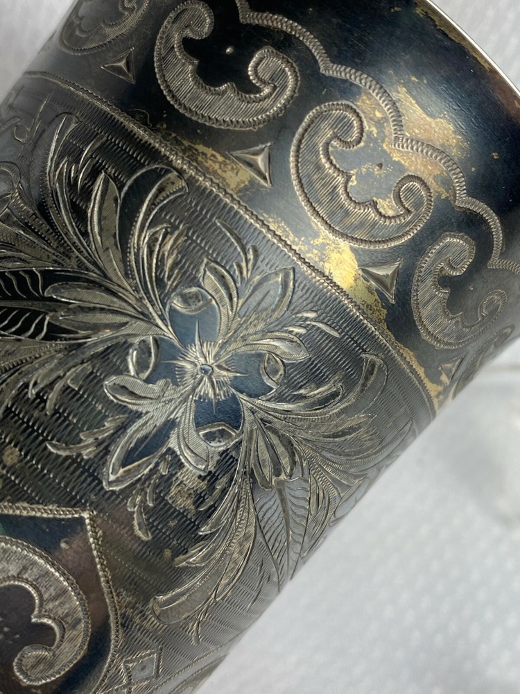 1872 Russian Cup 84 Silver Stamp Hallmarked Monogrammed EB & Dated 1904