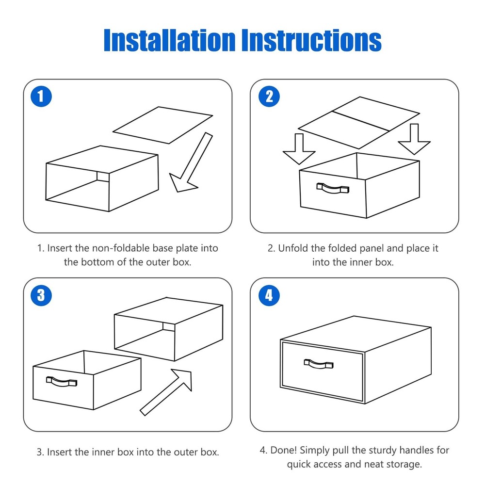 2PCS Closet Drawer Organizer Stackable Fabric Storage Boxes Bins Baskets with...