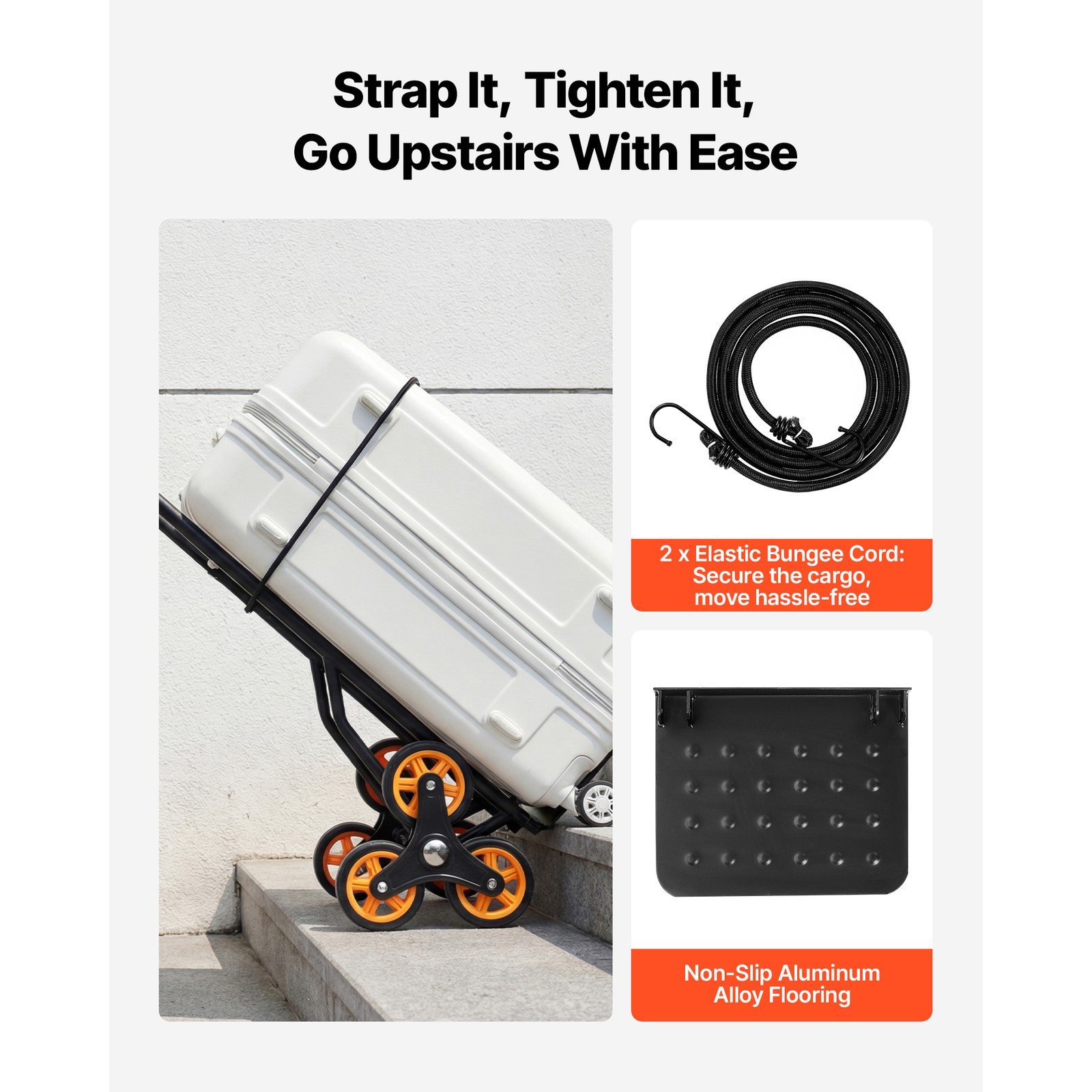 Uimoso Stair Climbing Trolley Cart with 330 lbs Capacity,6 Wheels & 2 Ropes