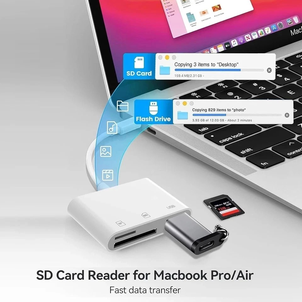 USB C SD Card Reader, Micro SD to Type C OTG Adapter for SDHC SDXC TF