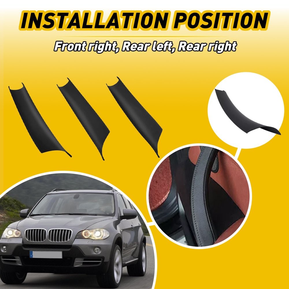 3pcs Inner Door Handle Inside Cover Protect Case For 08-14 BMW X5 X6 E70 E71 E72