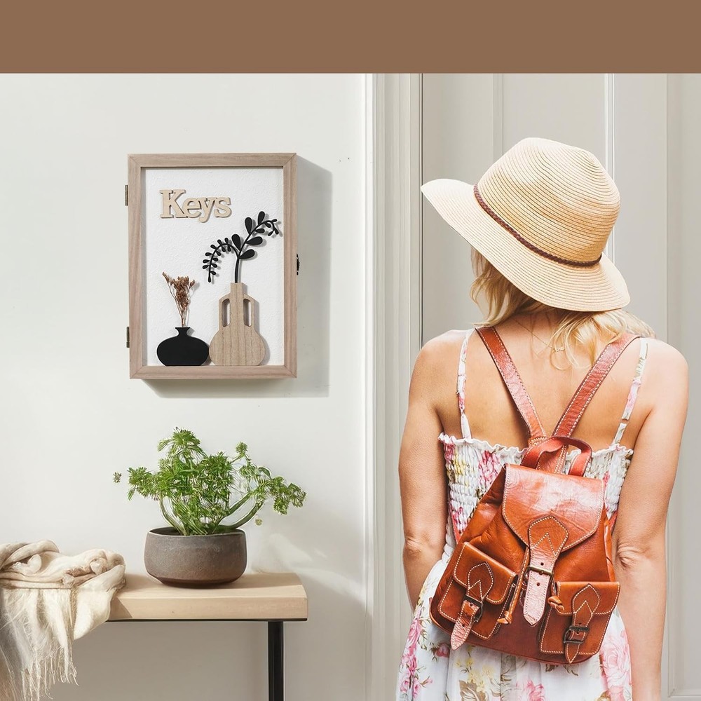 AHUONEL Key Holder Wall Mount Key Holder for Wall, Rustic Vase Key Hooks for ...