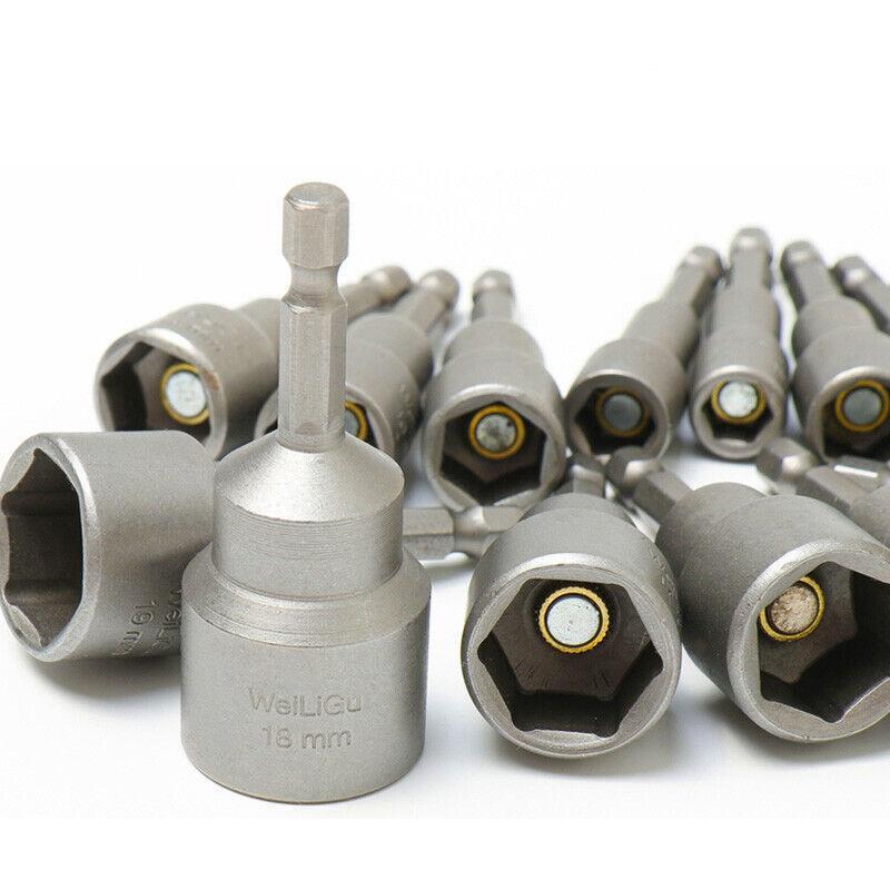 1/4" Hex Shank Magnetic Socket Nut Driver Drill Bit Adapter 6mm-24mm