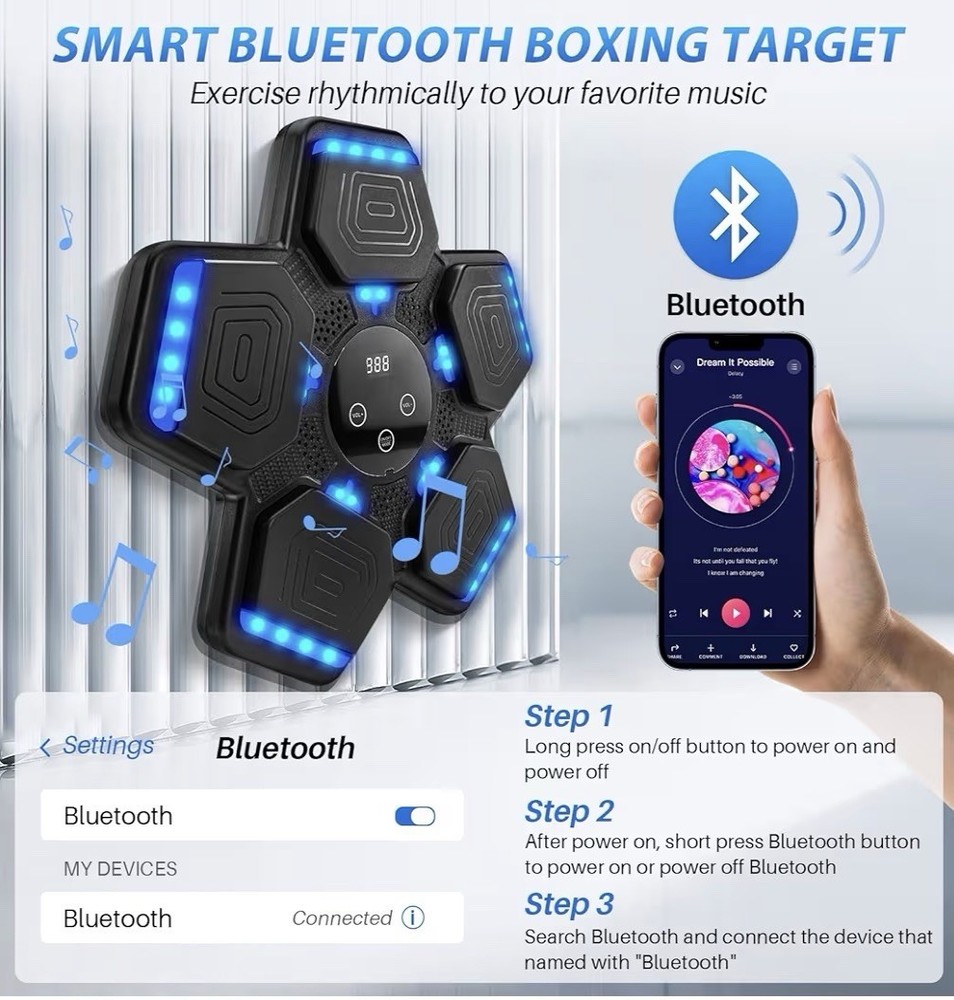 Smart Bluetooth Boxing Wall Pad 13.9 Inch LED Display Electronic Strike Target