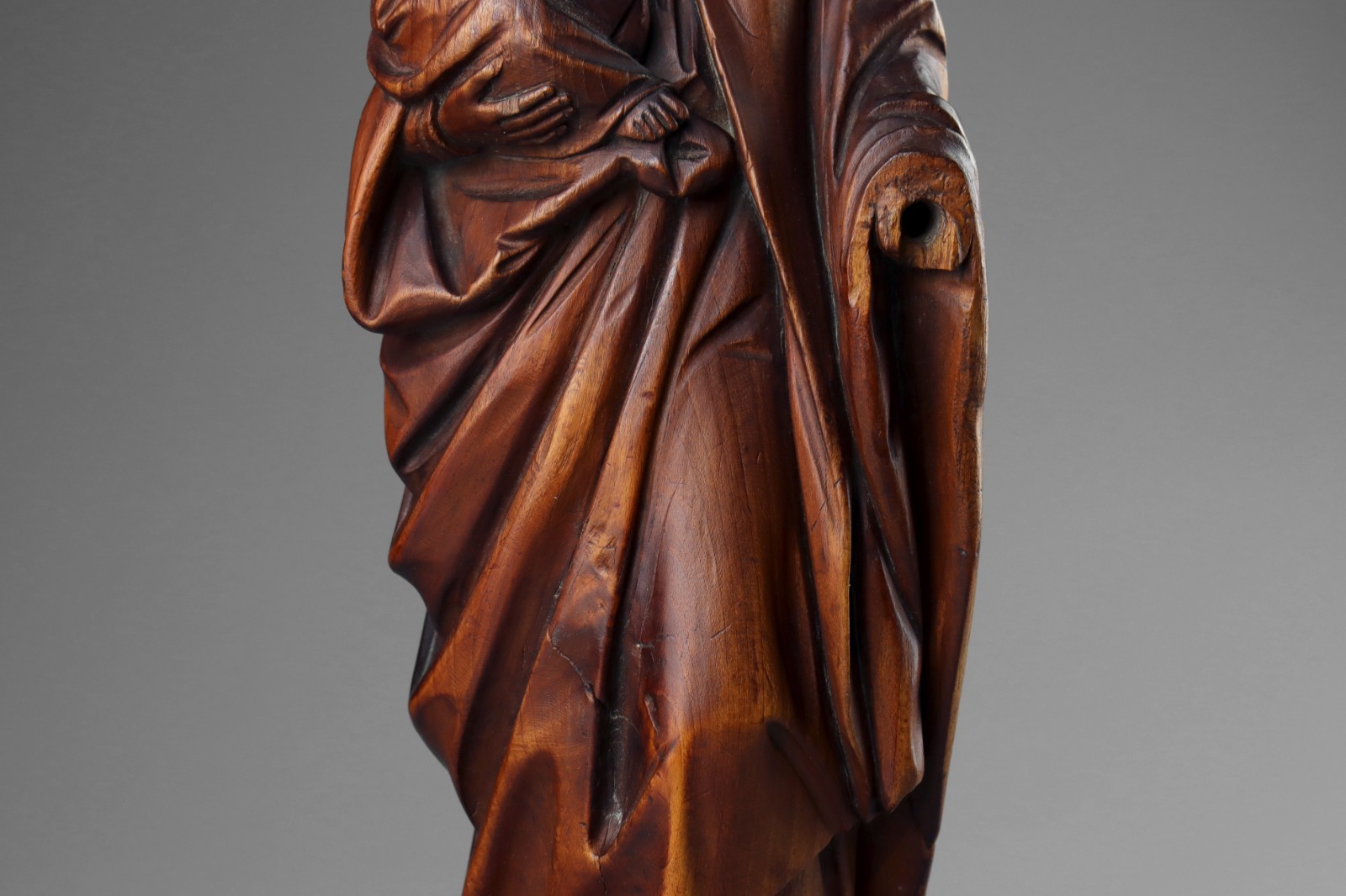 Antique 19th Century Carved Wood Virgin Mary Madonna & Child Statue Sculpture