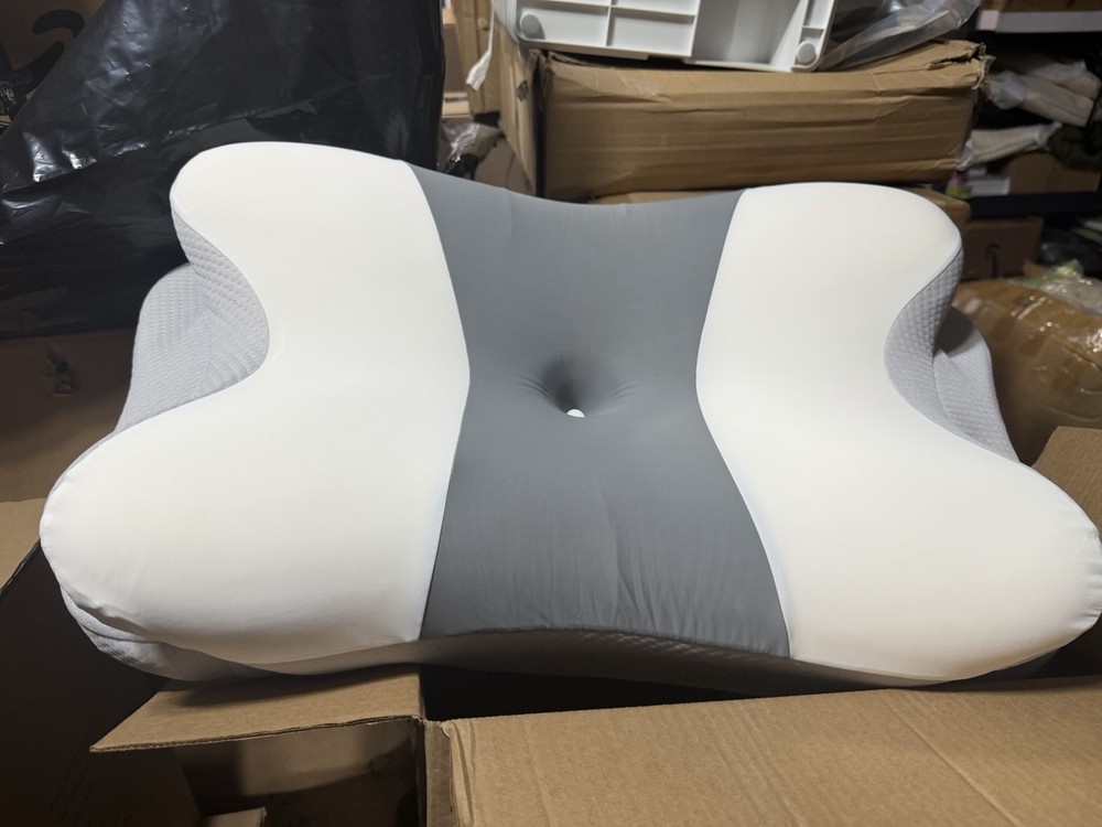 BESYODO Cooling Ergonomic Side Sleeper Pillow Dark Grey & White