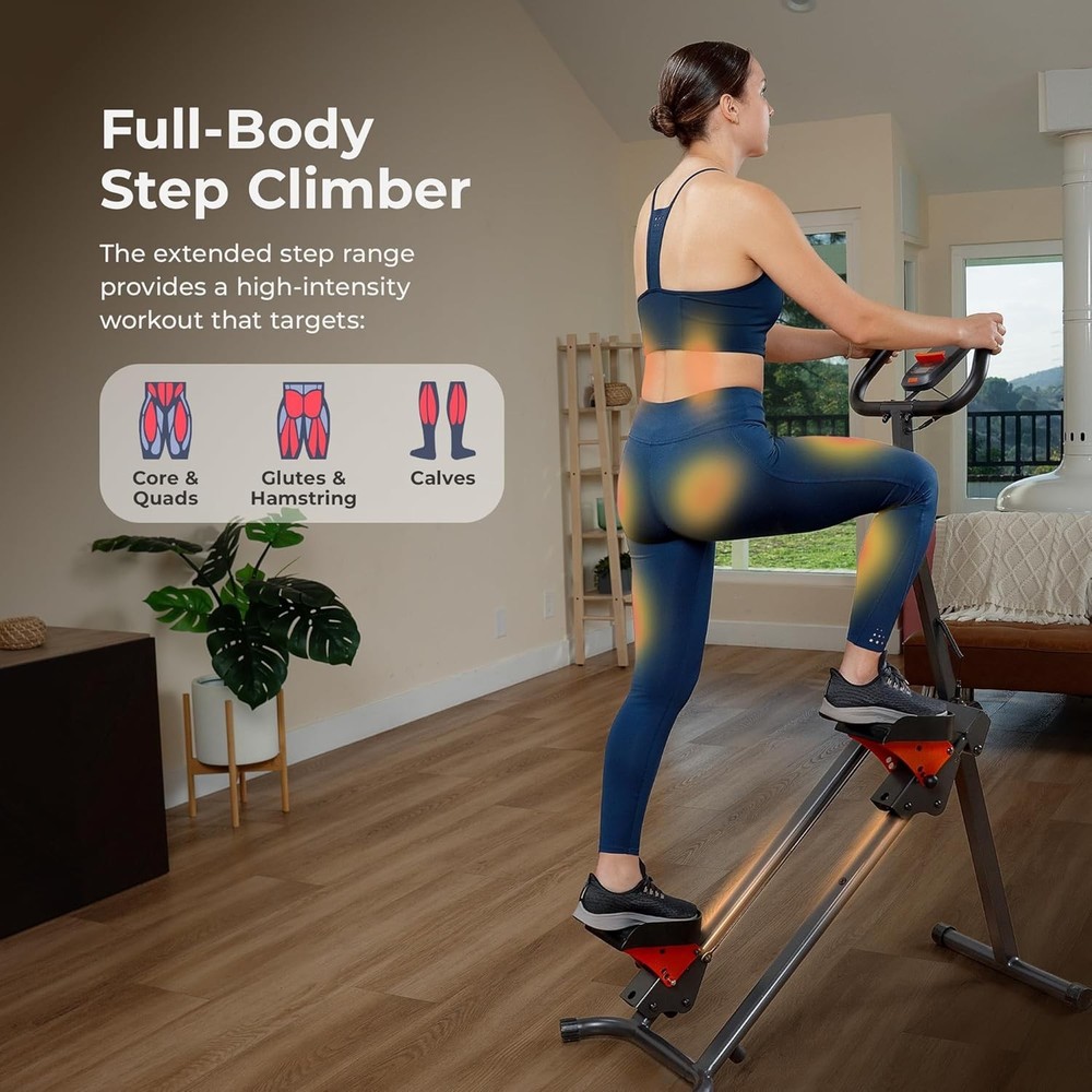 Foldable Stair Stepper with Adjustable Handlebar & App Connection