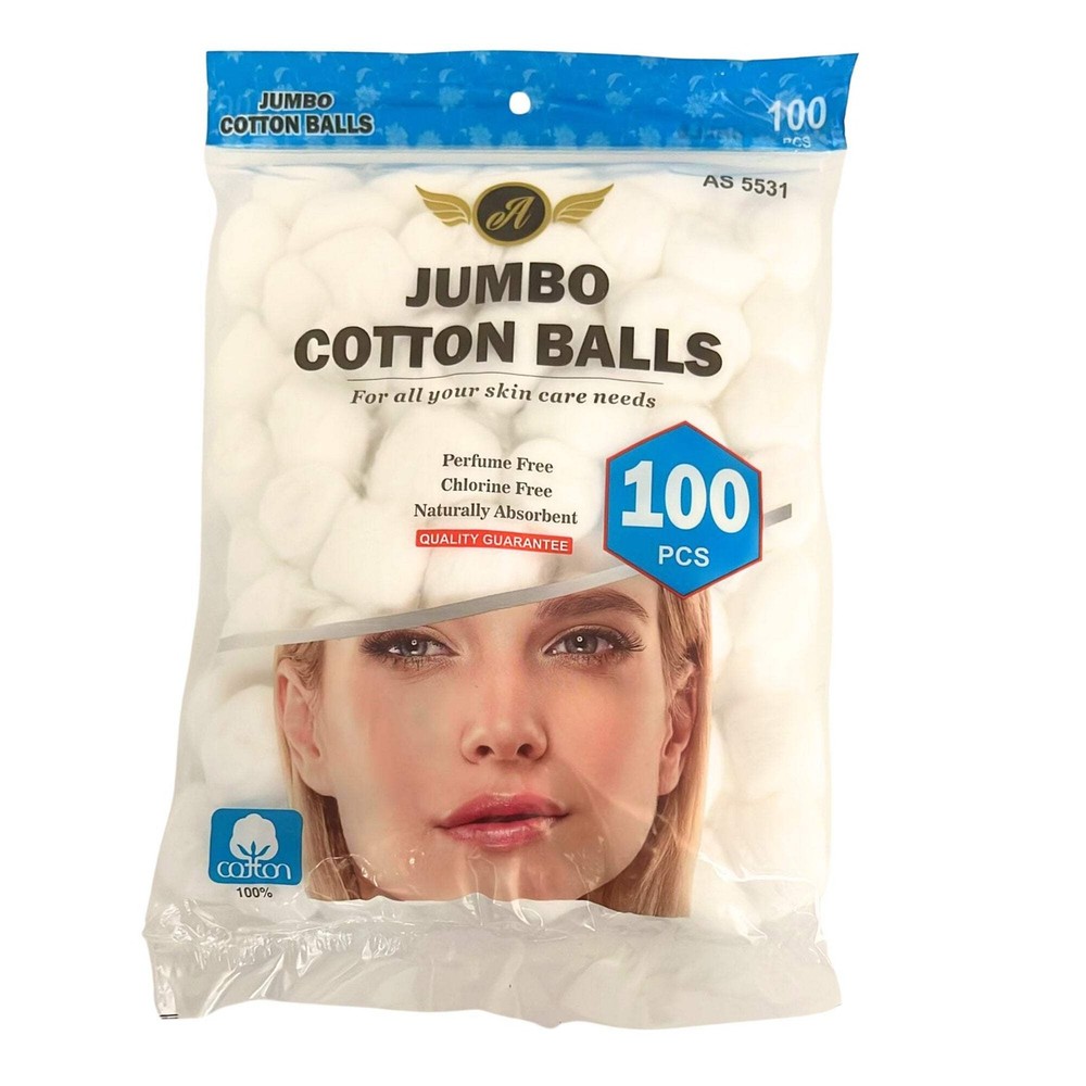 White Jumbo Cotton Balls: 100 Pack