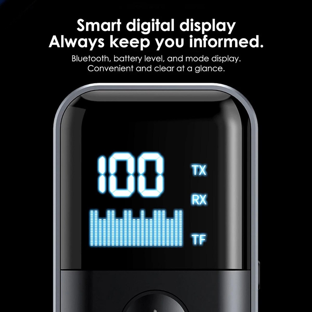 Bluetooth 5.4 Transmitter and Receiver with Battery Indicator 3.5mm Aux Adapter