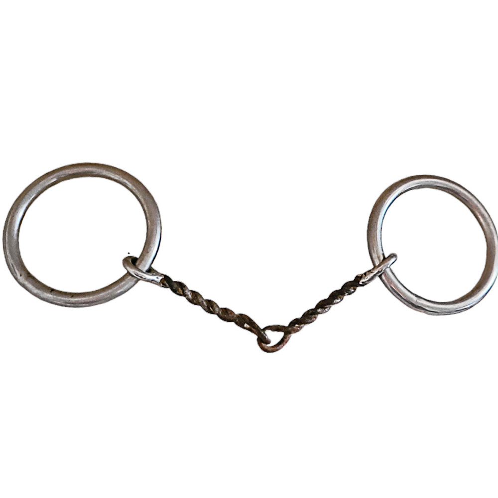 Unmarked Heavy Stainless 3 inch O Ring 3/8 in Diameter Twisted Wire Snaffle Bit