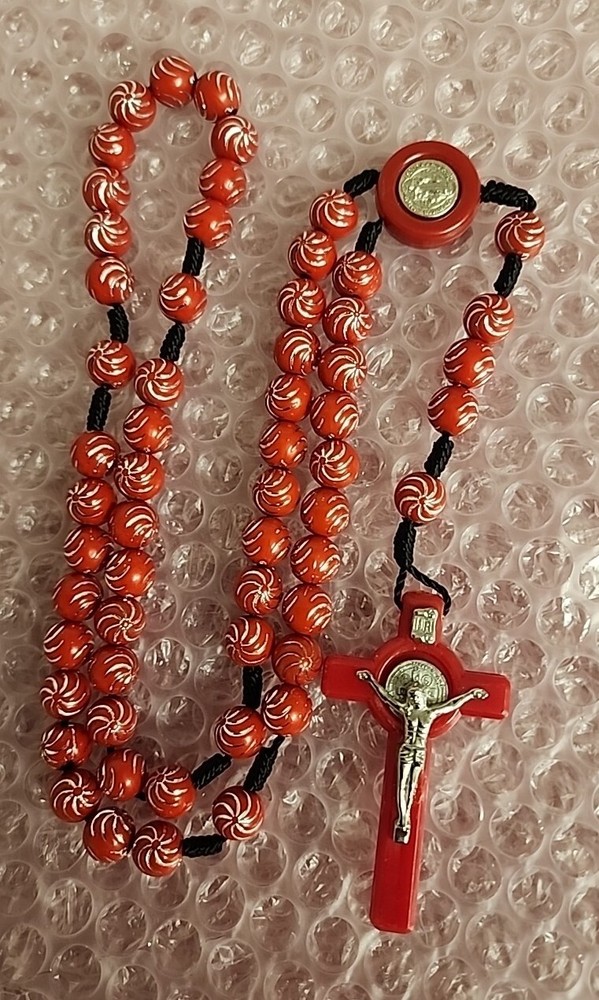CHRISTIAN     CATHOLIC SAINT  BENEDICT Cord Rosary Beads  12"
