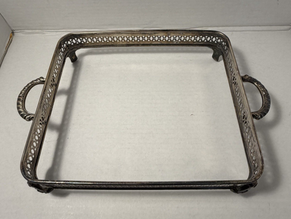 Vintage Silver Plated Casserole Dish Holders Footed Stand with Handles Lot of 3