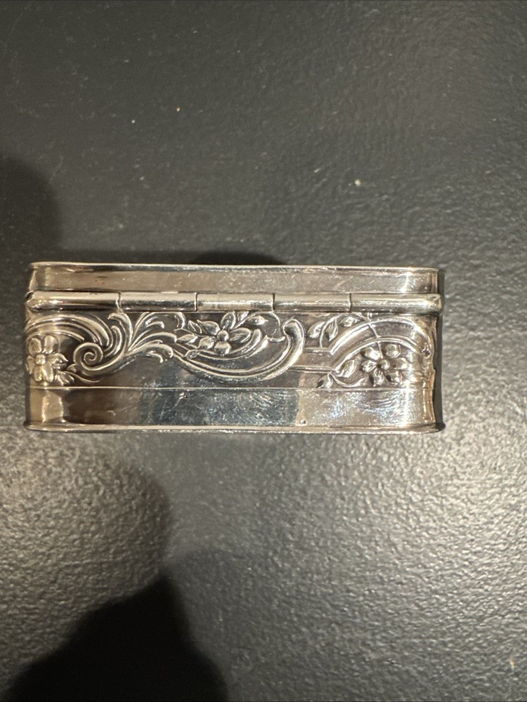 Lovely Antique Sterling Silver Repousse Box With Hinged Lid