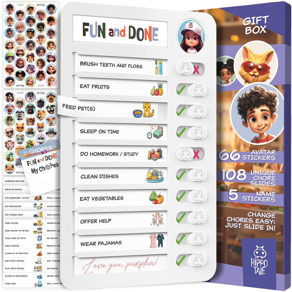 Magnetic Chore Chart for Kids - Daily Routine Chart, Visual Schedule Checklist