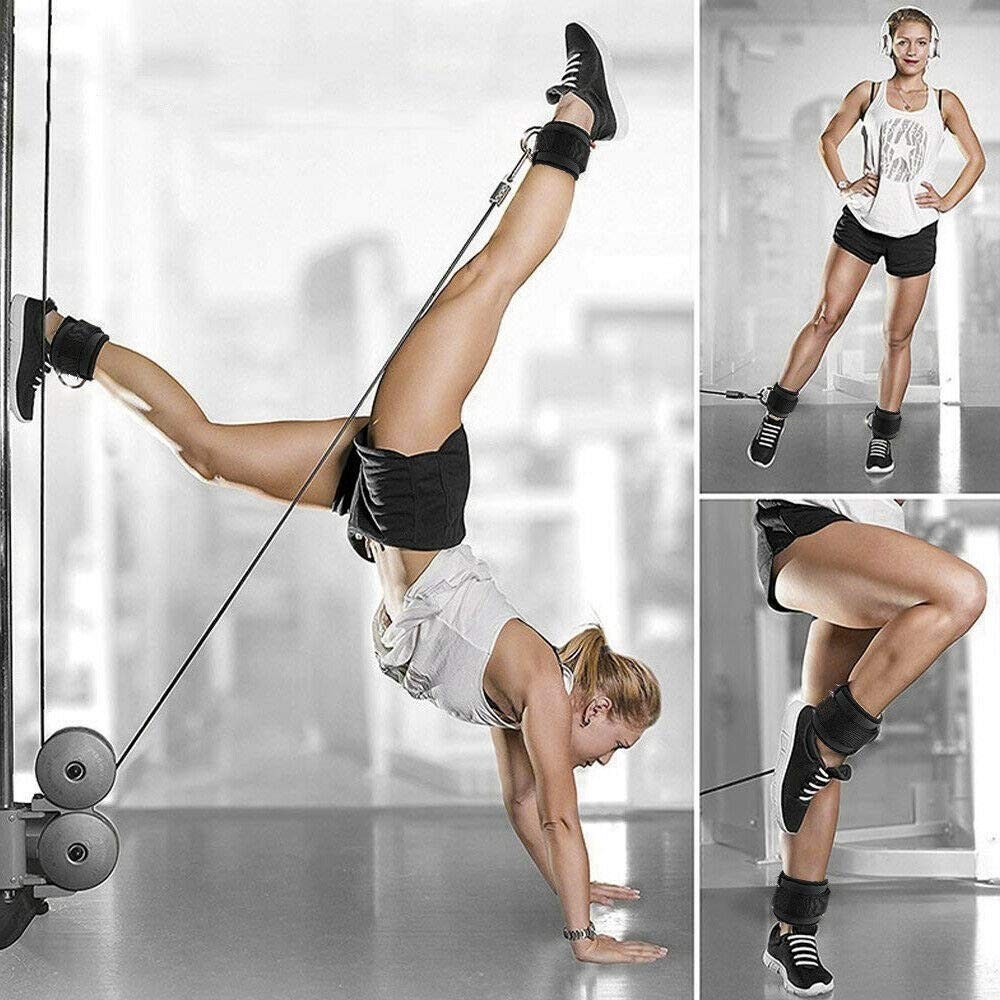 AOHO MOOON Ankle Strap for Cable Machine Attachments, gym Pair, Black - Pair