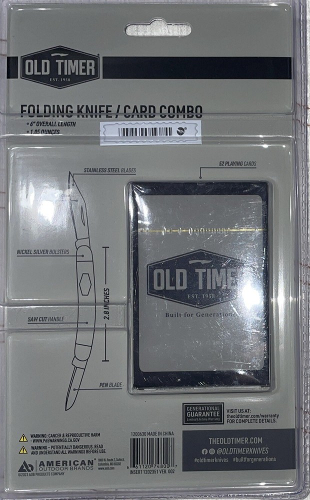 Old Timer Pocket Knife Gift Set with Custom Deck Cards Combo New
