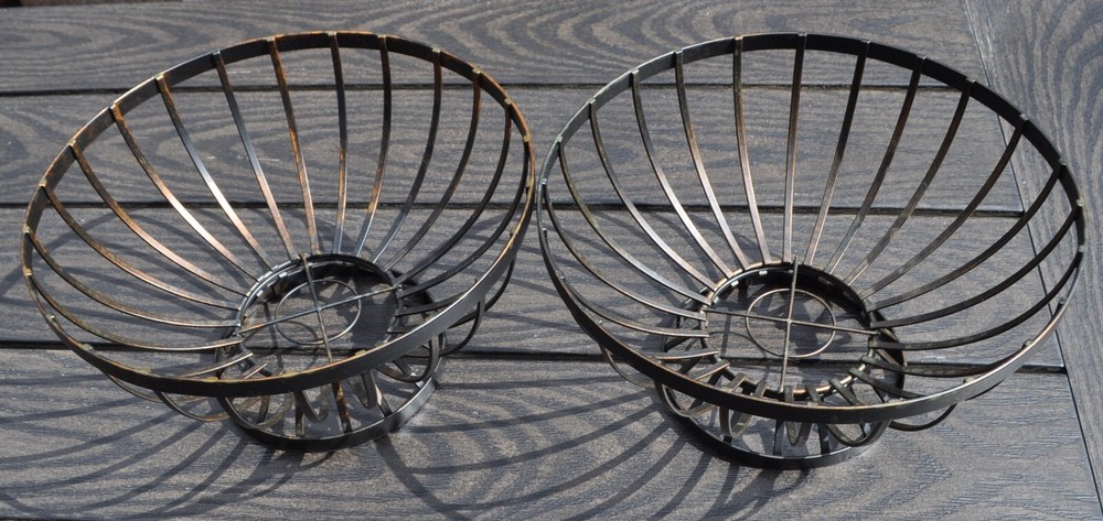 Rustic Fruit Bowls Antique Copper Color 11x6 All-Purpose Distressed Wire Baskets