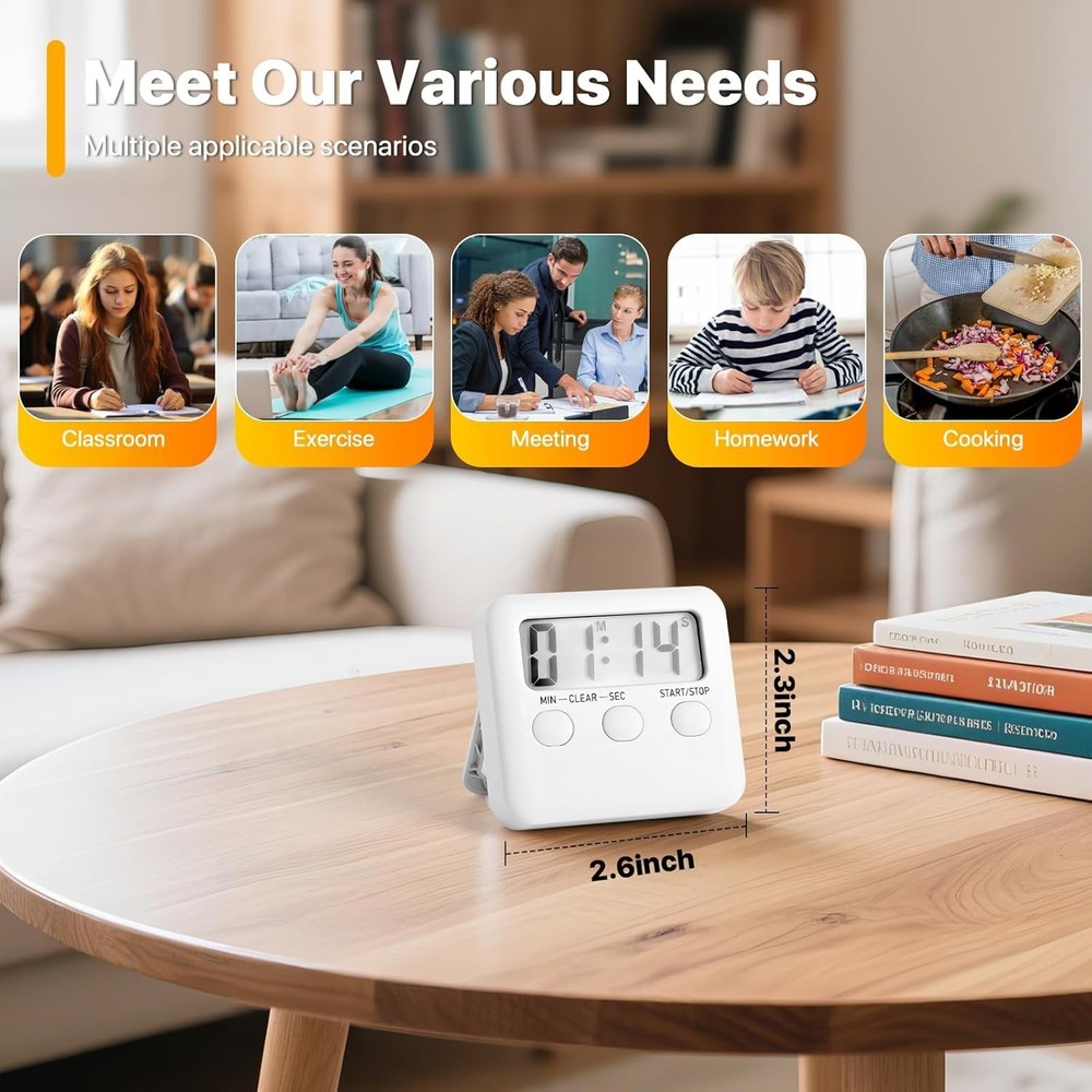 Effortless 2 Pack Digital Timers with Loud Alarm - Perfect for Study & Exercise
