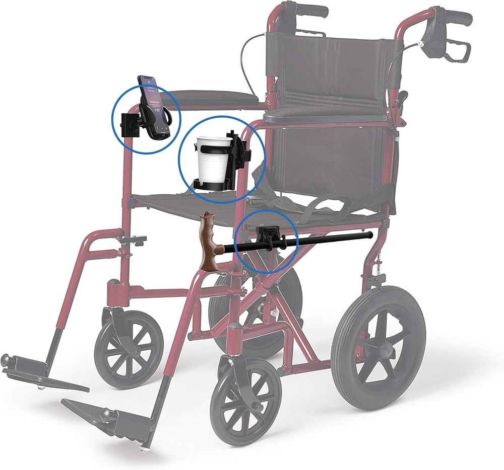Mobility Combo Pack, Hook, Phone and Cup Holder for Walker, Portable Beverage...