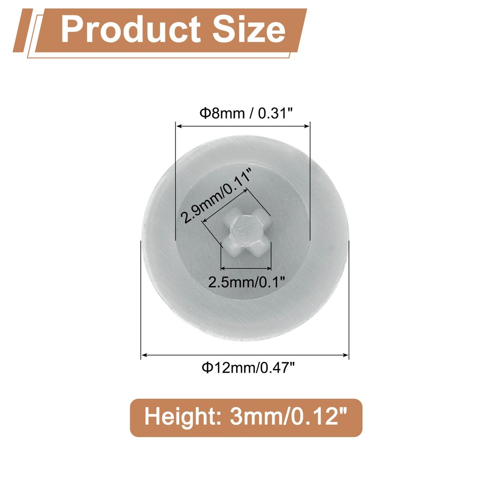 158Pcs 12mm Plastic Self-Tapping Phillips Screw Cap Covers Light Gray