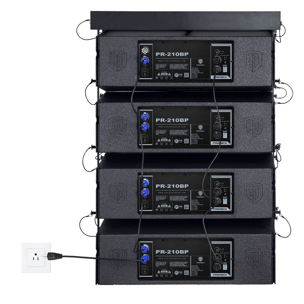 PRORECK Dual 10in Full Range 8000W Powered Line Array Speaker*4 With Frame
