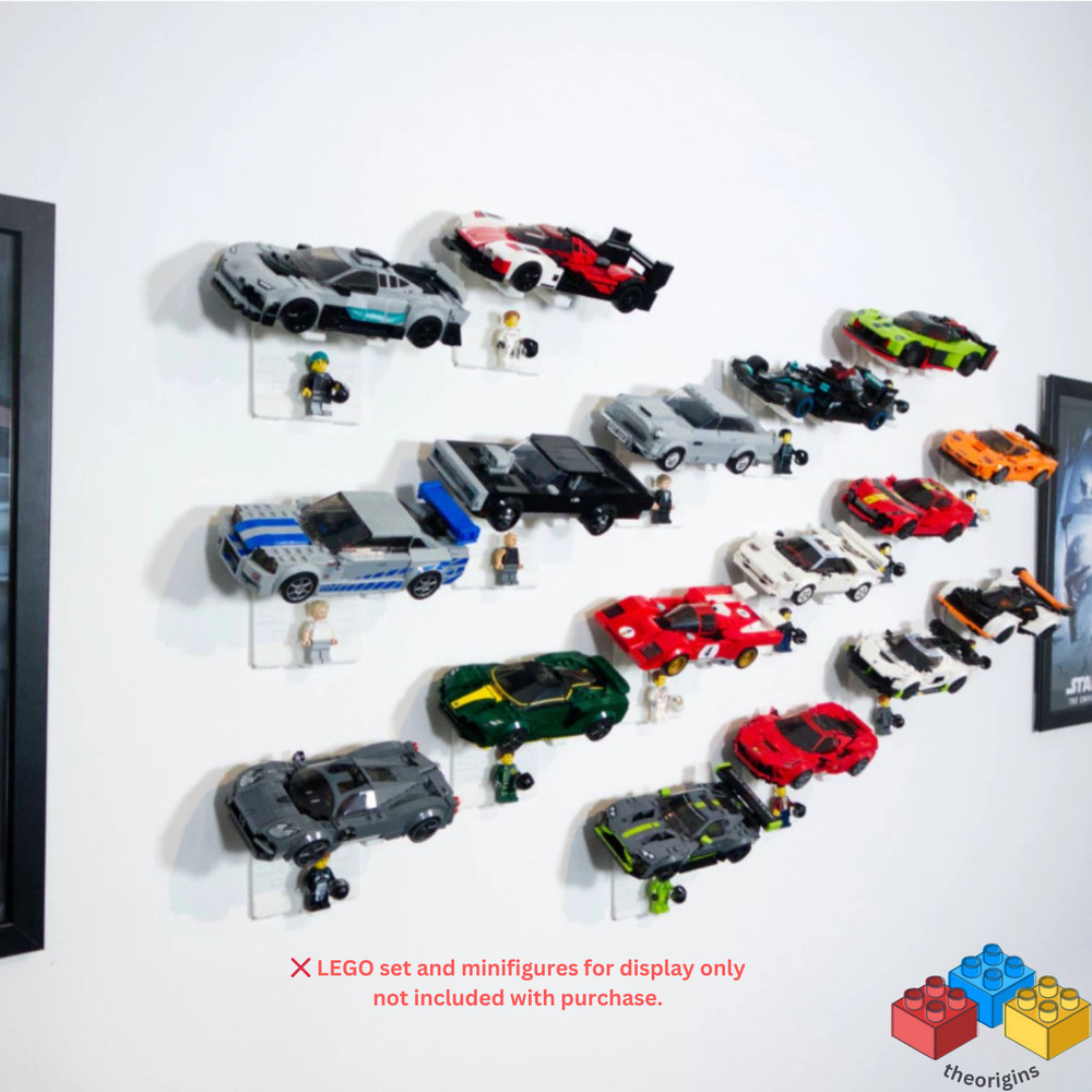 Horizontal Wall Mount for Speed Champions with Minifigure Plate