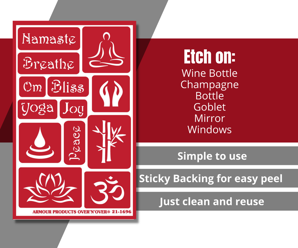 Yoga Pose Stencil Namaste Pattern Art Glass Etching Stencil Reusable Armour Etch