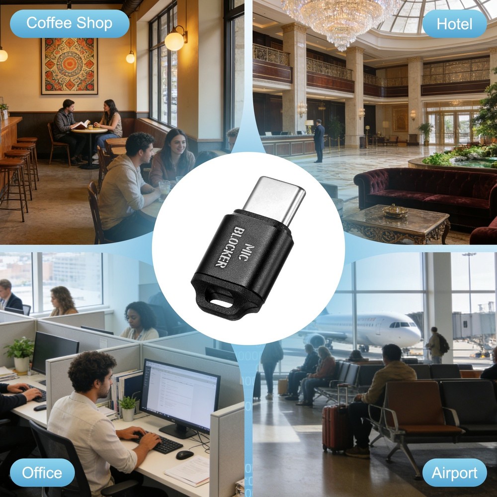 2 Pcs Microphone Blocker, USB Type C Audio Blocker, Black